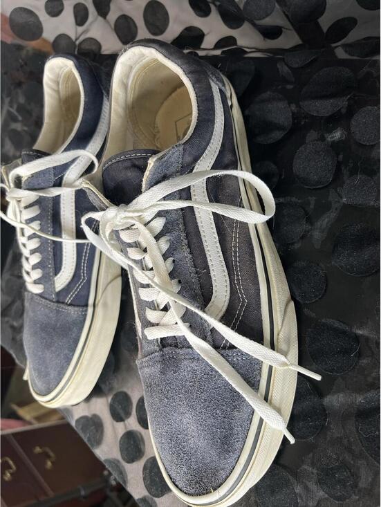 VANS Old Skool Dark Navy  Blue/Blue/White Suede Canvas Skate Shoes Men's Size 12 - Picture 4 of 15